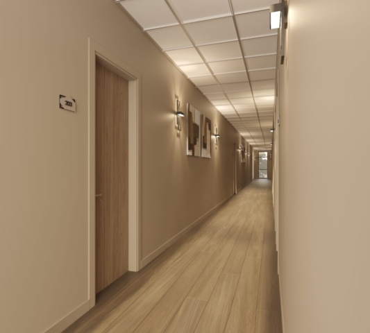 Rendering of Hallway of new apartment building on the 4th floor