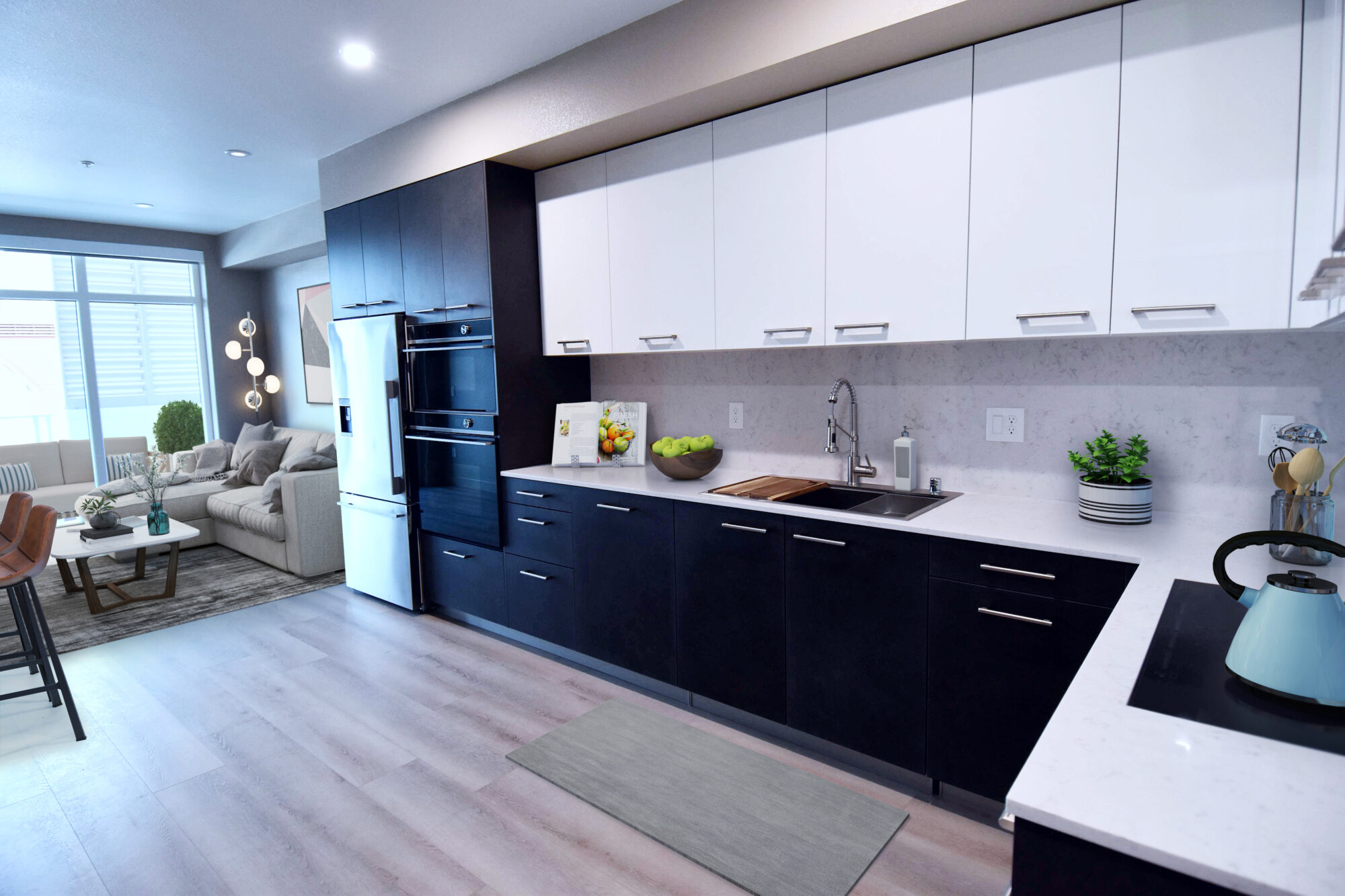 modern kitchen inside a penthouse in roseville ca
