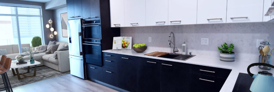 modern kitchen inside a penthouse in roseville ca
